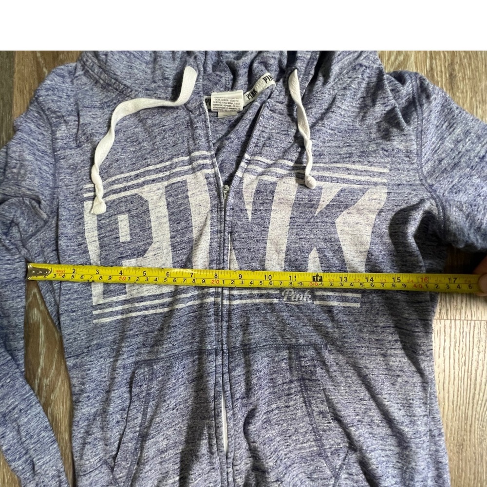 Pink Victoria's Secret Zip Up Hoodie Womens Small Purple Heathered Logo Jacket - Picture 3 of 7